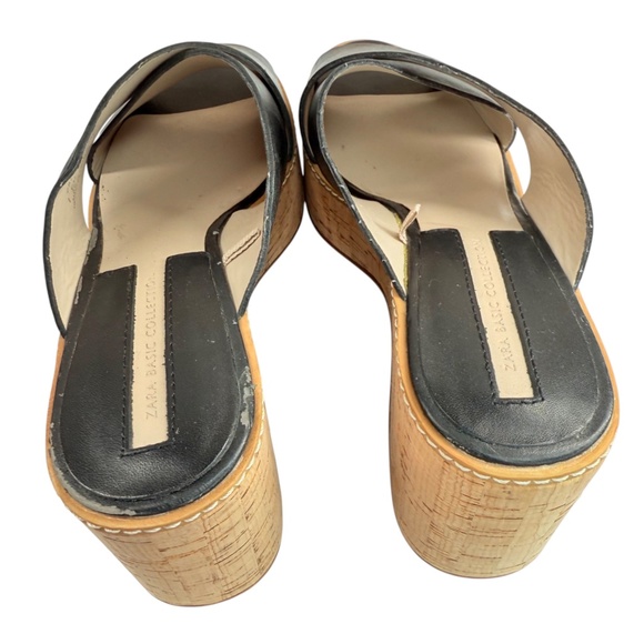 Zara Basic Collection Black Slip On Platform Cork Slide Sandals Women's EU 37 - Picture 11 of 17